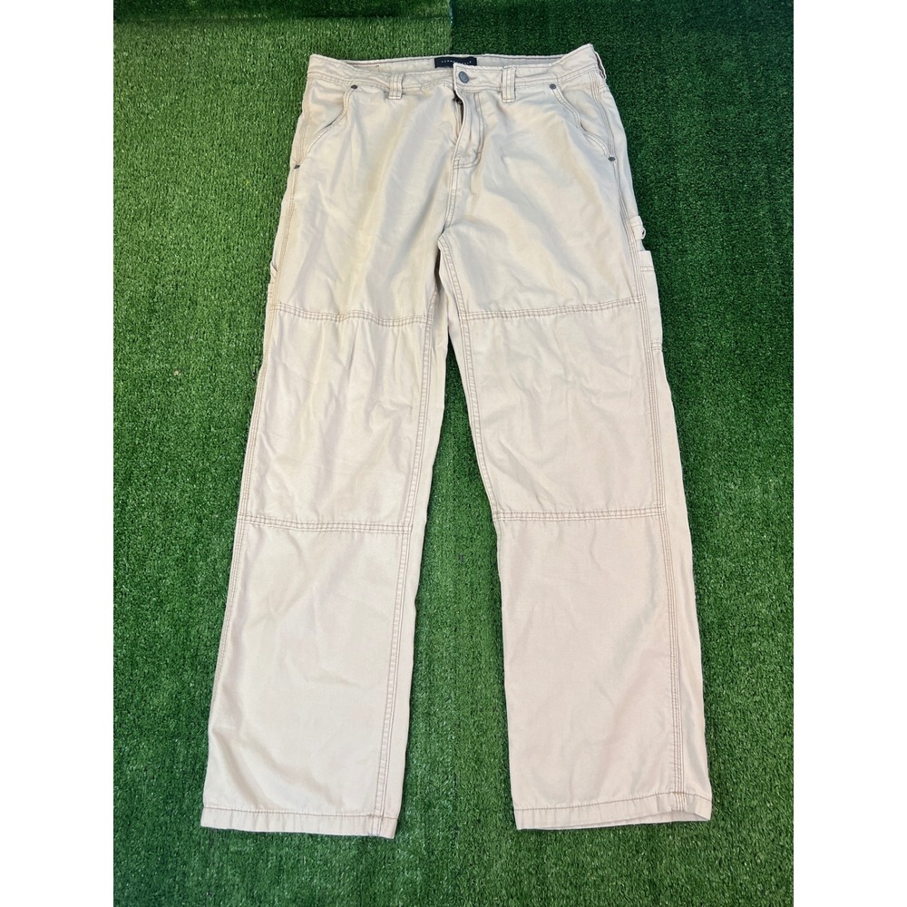 Aeropostale Mens Carpenter Pants Khaki Beige Double Knee Utility Cotton Size M